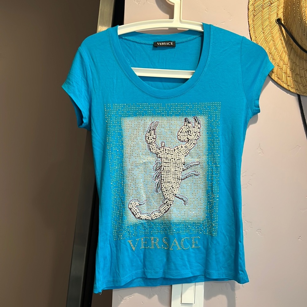 Versace blue shirt, size small